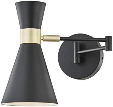 Light Society LS-W305-BK Beaker Wall Sconce in Matte Black with Swivel Arm and Brass Details, Mod... | Amazon (US)