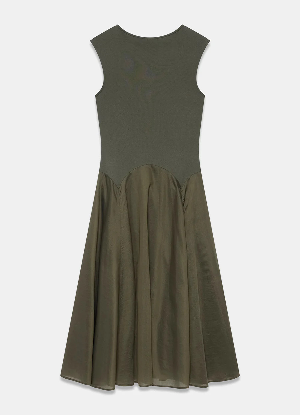 Khaki Sleeveless Midi Dress | Mint Velvet