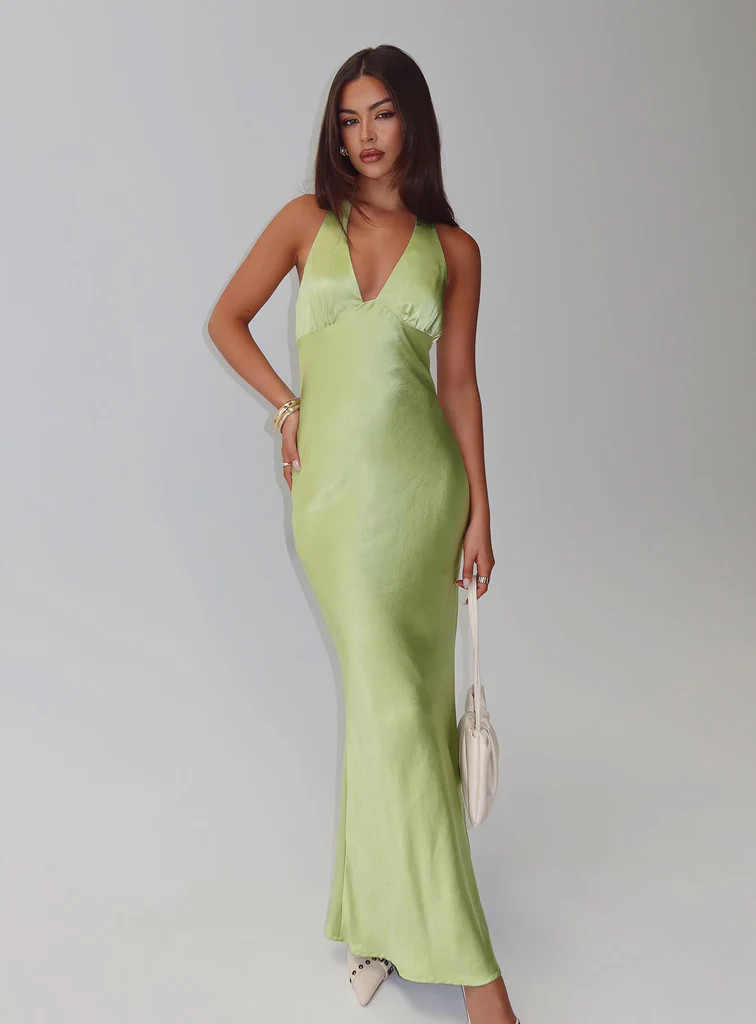 Gloriana Halter Maxi Dress Green | Princess Polly US