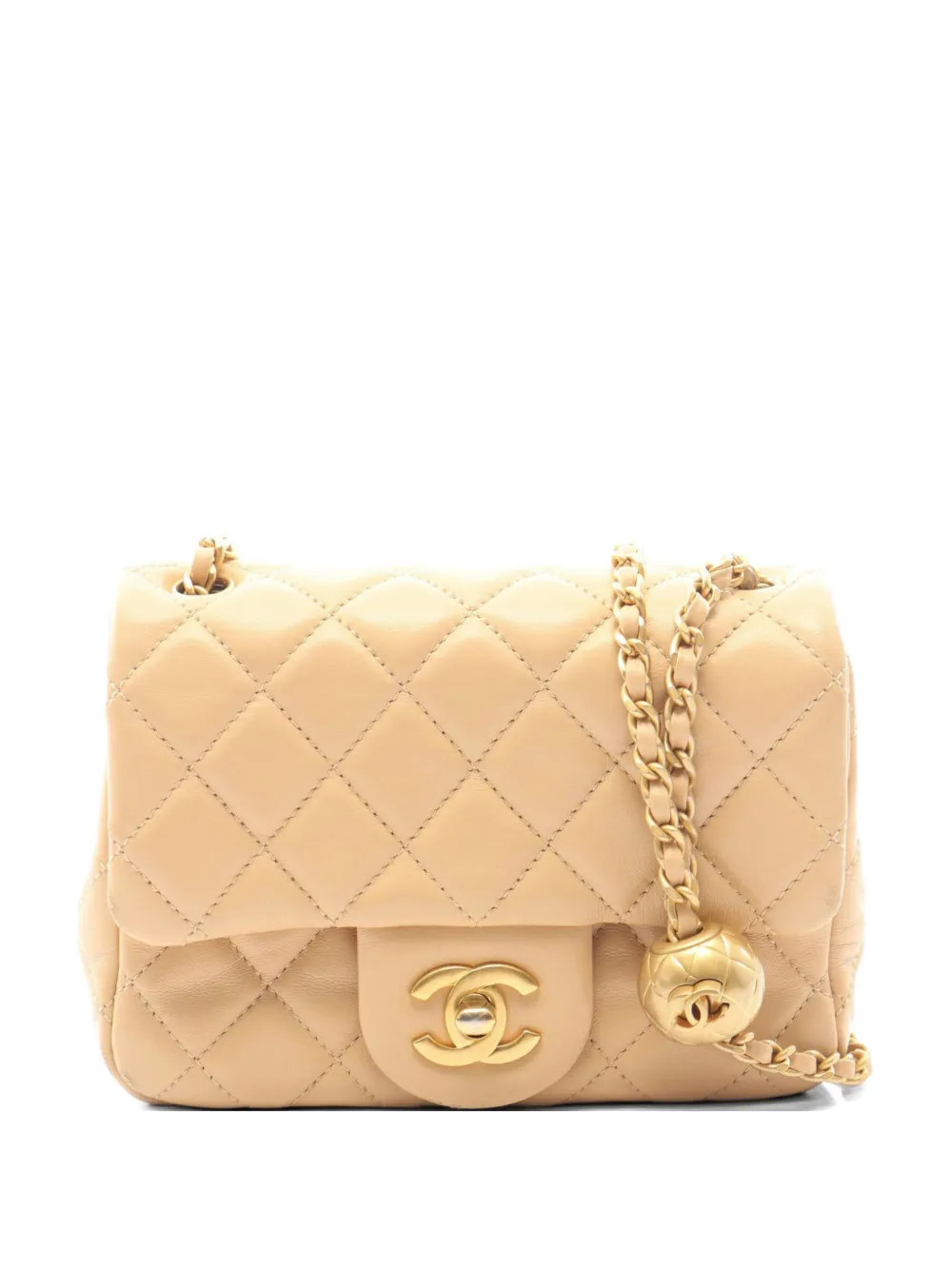 CHANEL Pre-Owned 2021 mini Pearl Crush Square - Neutrals | Farfetch Global