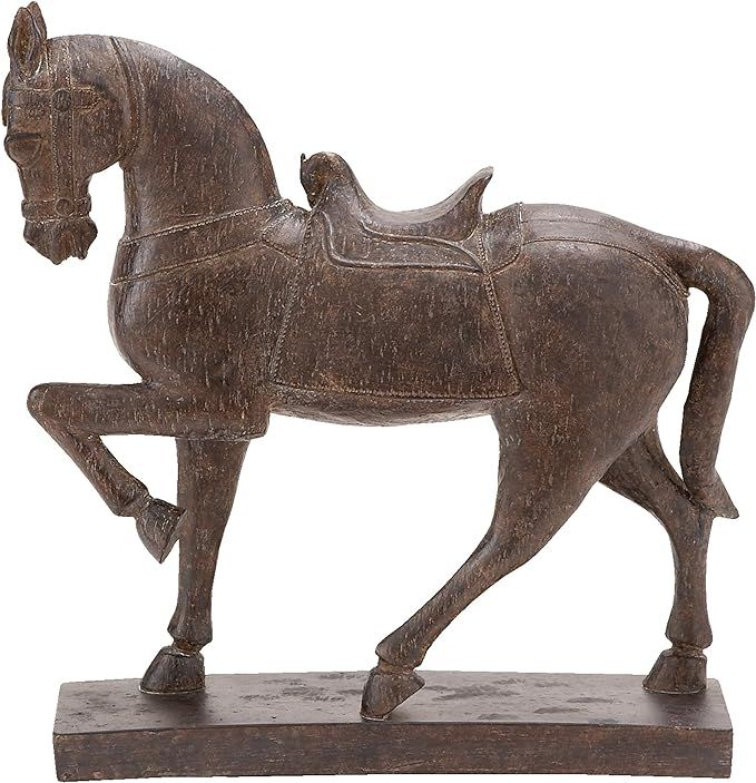 Deco 79 Traditional Polystone Horse Sculpture, 9" x 3" x 9", Brown | Amazon (US)