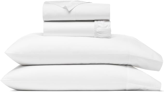 BOLL & BRANCH Percale Hemmed Sheet Set - Full, White - Luxury 100% Organic Cotton, Naturally Cool... | Amazon (US)