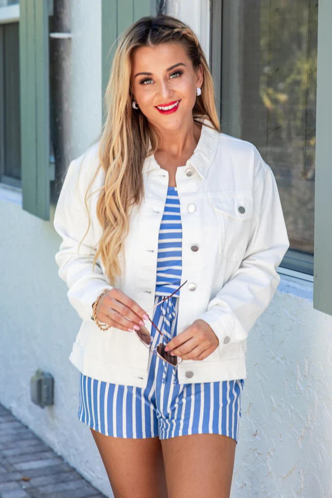 I Cross My Heart Ivory Denim Jacket FINAL SALE | Pink Lily