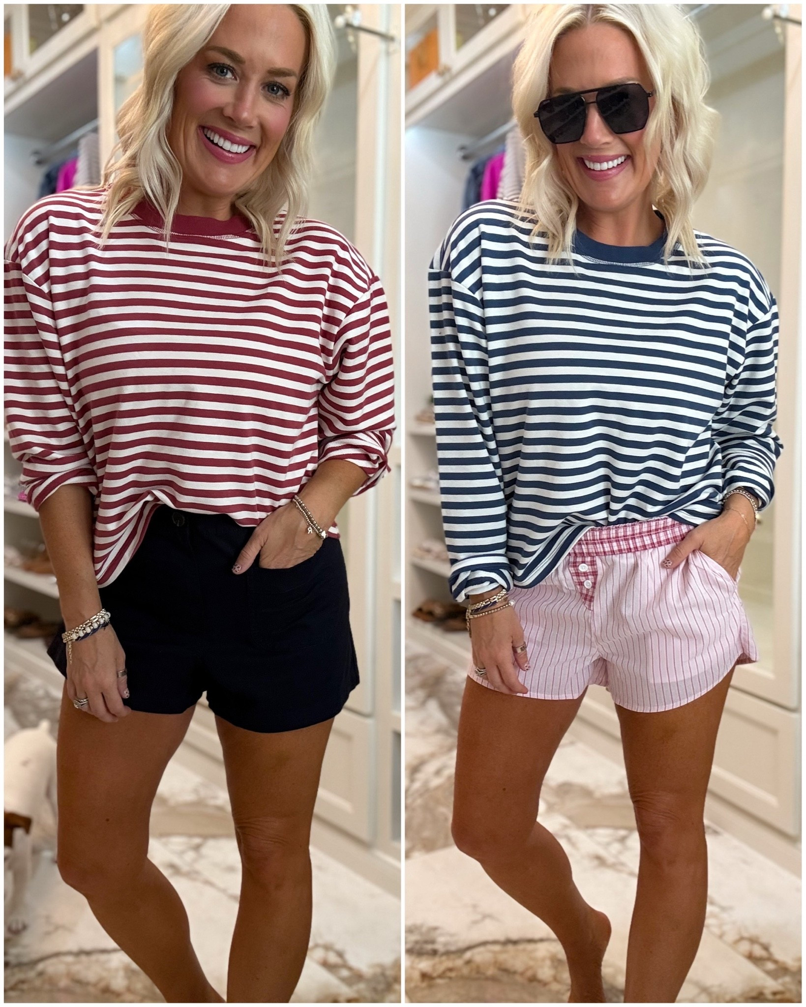These shirts are LEGITAF! Size large 
And the navy shorts are 10/10 - small 
Boxer shorts size small