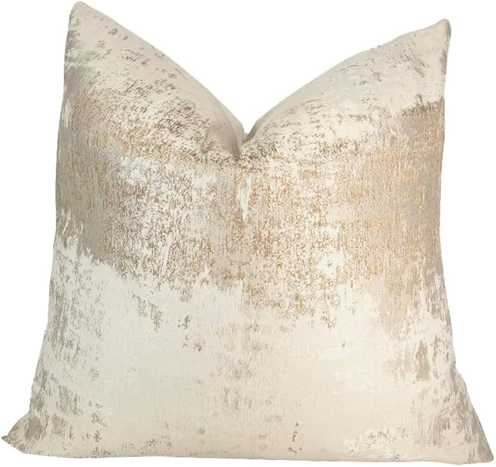 THE-TINOART Off White Beige Gold Throw Pillow Covers Luxury Modern Velvet & Polyester Cushion Cas... | Amazon (US)
