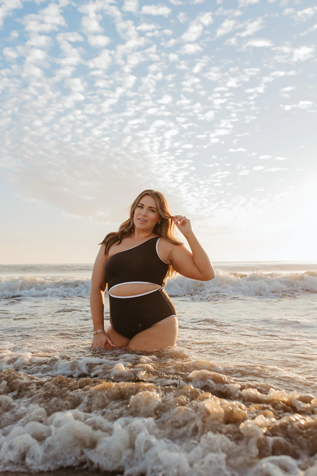 SHORELINE CUT OUT ONE PIECE IN BLACK WITH WHITE TRIM BY PINK DESERT | Pink Desert