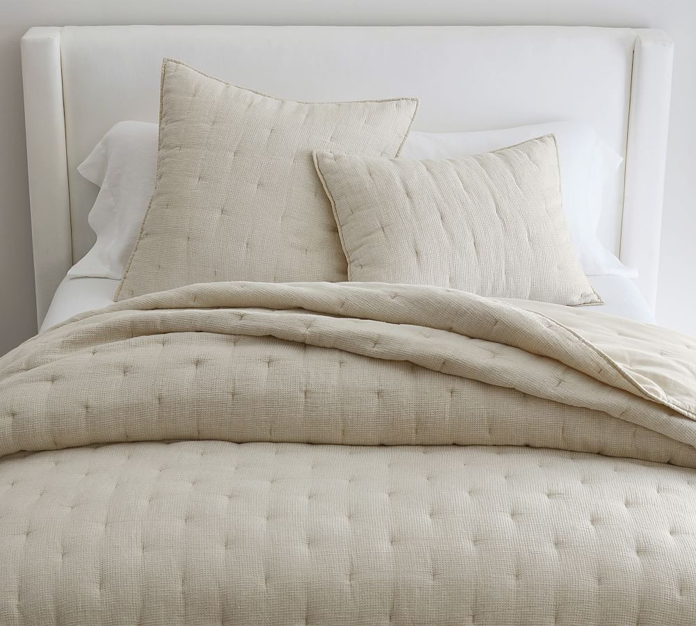 European Flax Linen Waffle Quilted Sham | Pottery Barn (US)