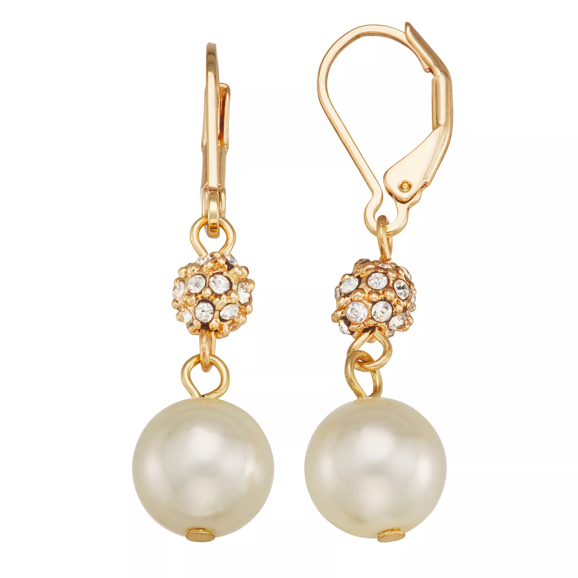 You're Invited Silver-Tone Leverback Simulated Pearl Double Drop Earrings | Kohl's