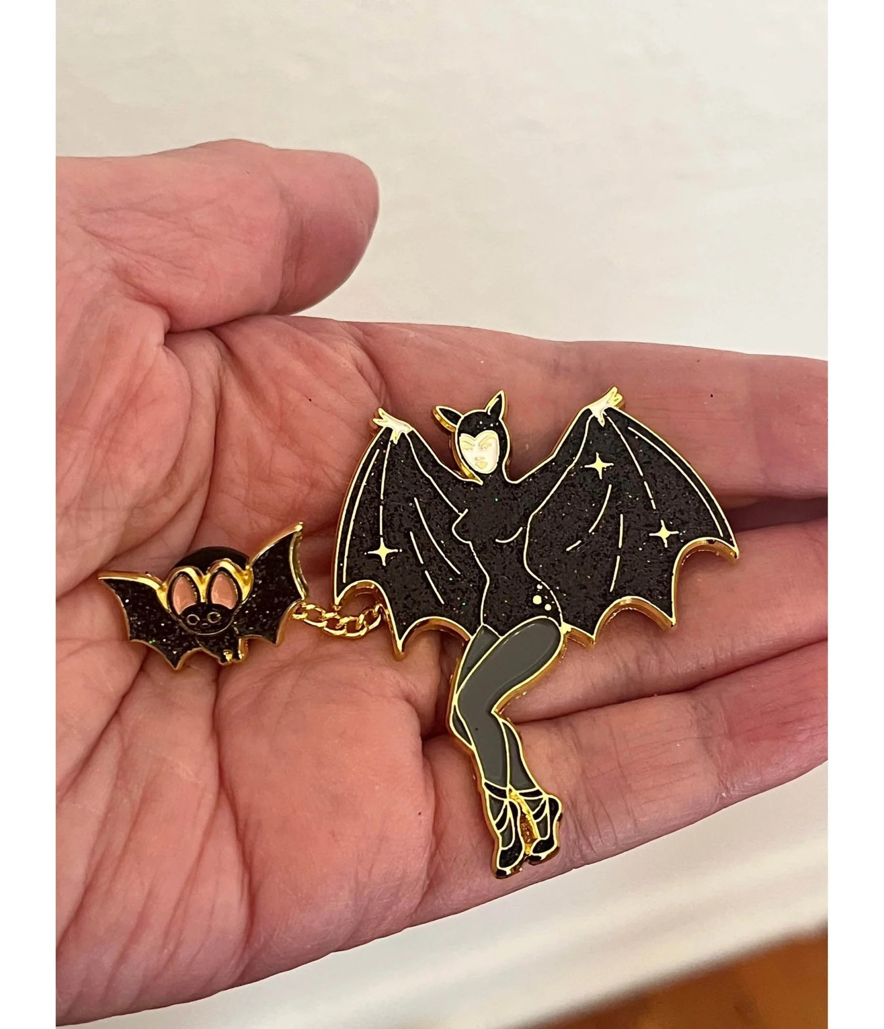 Bat Lady & Her Wingman Enamel Pin | UniqueVintage
