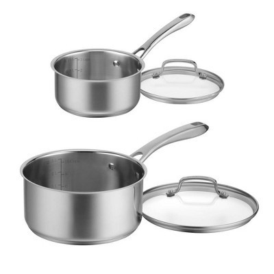 Cuisinart Classic 4pc Stainless Steel Saucepan Set (1.5qt & 3qt) - 83-4: Induction Safe Cookware, Dishwasher-Safe | Target