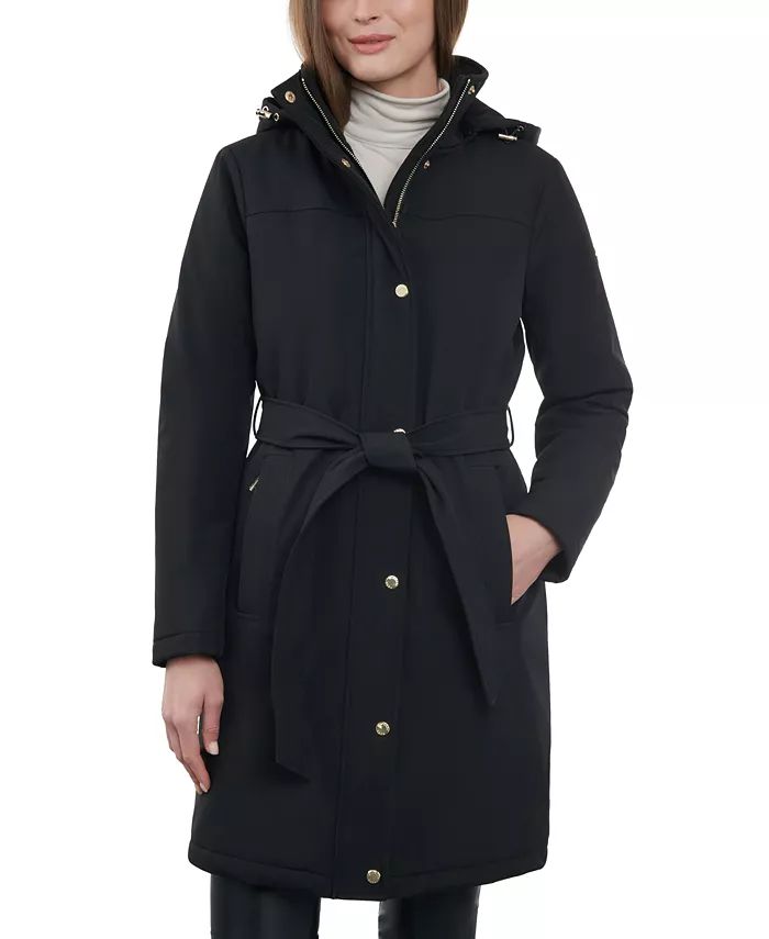 Michael Kors Women's Hooded Belted Raincoat, Regular & Petite, Created for Macy's - Macy's | Macy's