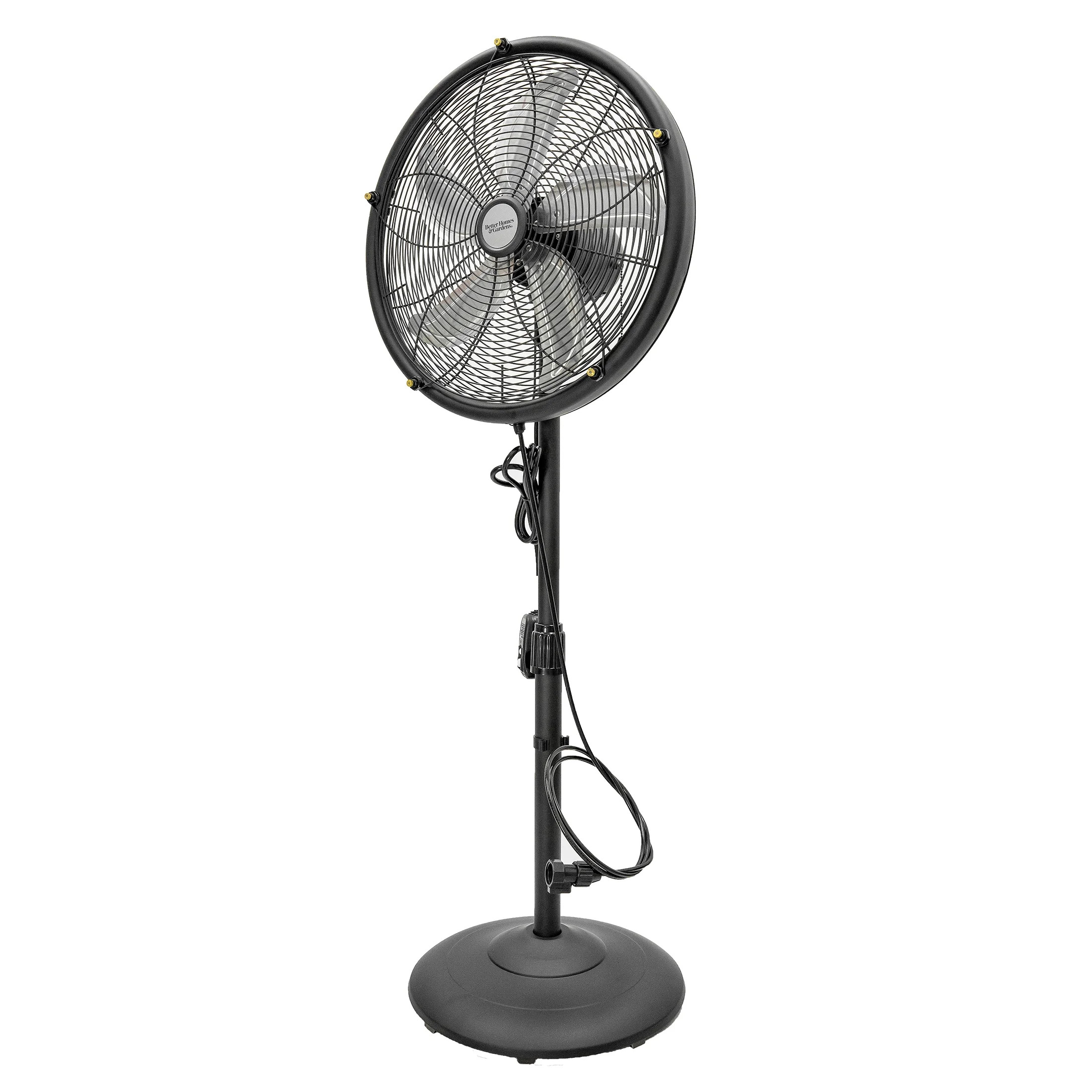 Better Homes & Gardens 18 inch Patio 3-Speed Metal Misting Stand Fan Black | Walmart (US)