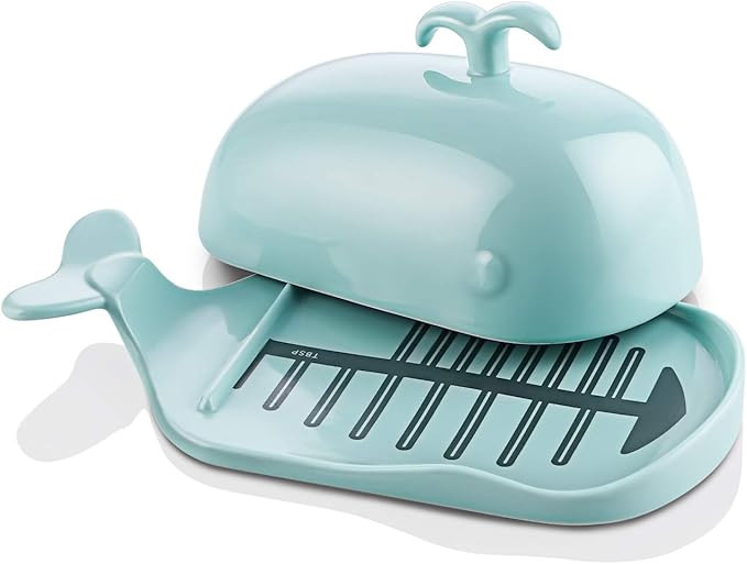 DOWAN Porcelain Butter Dish With Cutting Measuring Line, Large Whale Butter Dish with Cover of No... | Amazon (US)