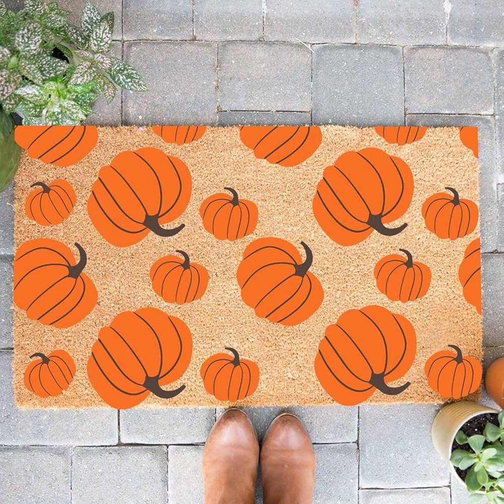 Funny Coir Doormat Cute Pumpkin Fall Pattern Welcome Front Porch Decor Doormat for The Entrance W... | Amazon (US)