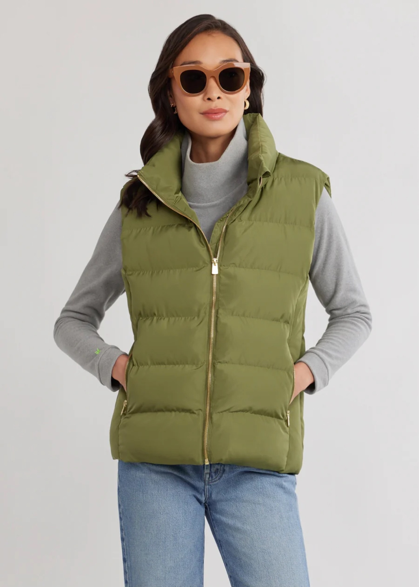 Loving this green puffer vest so much!!
