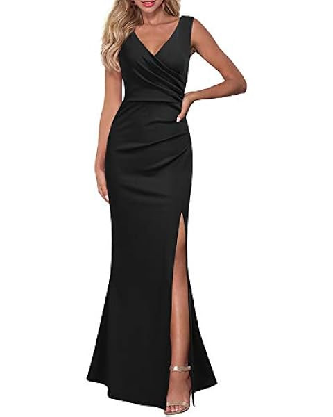 WOOSEA Women Sleeveless V Neck Split Evening Cocktail Long Dress | Amazon (US)