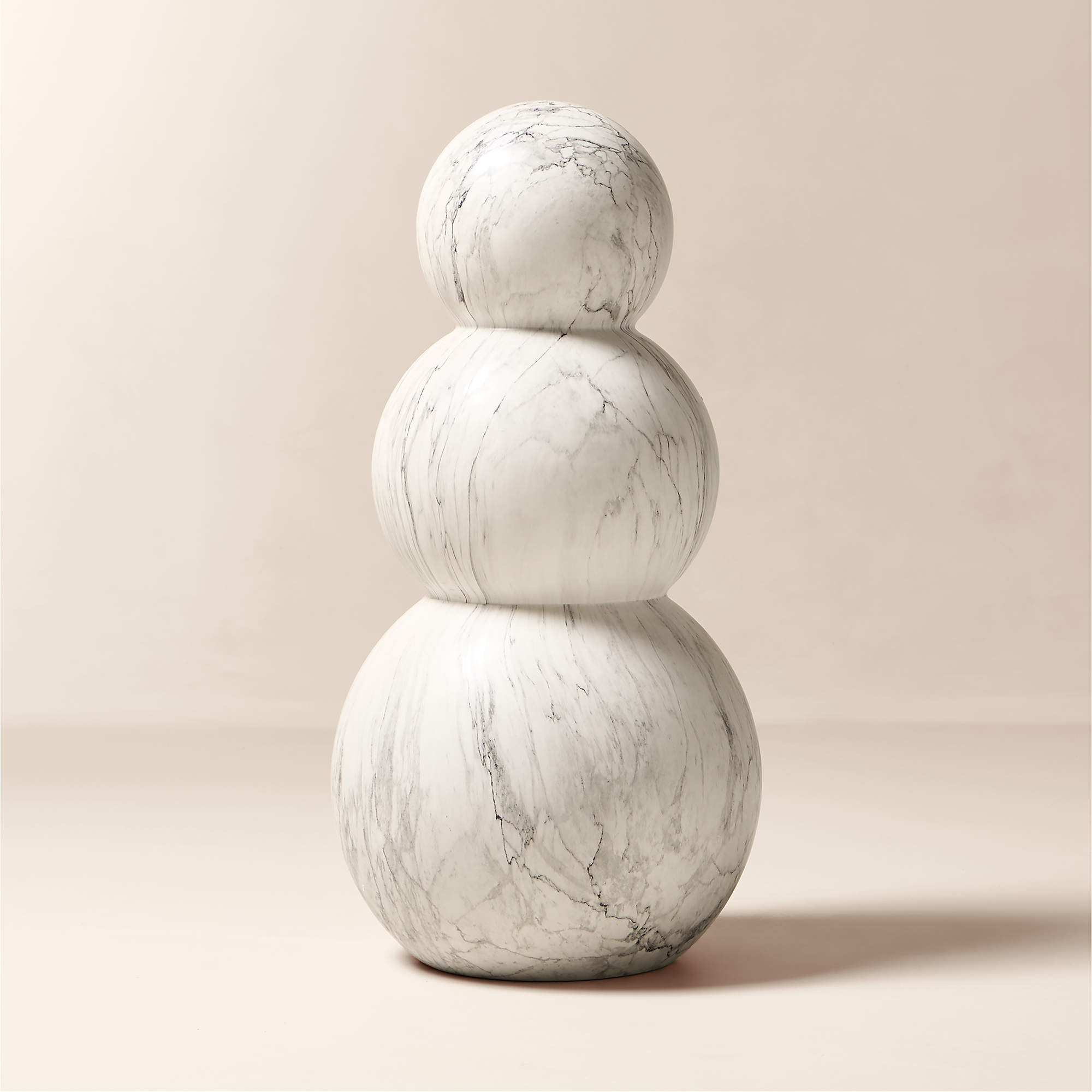 White Marbled Concrete Indoor/Outdoor Holiday Snowman 36" + Reviews | CB2 | CB2