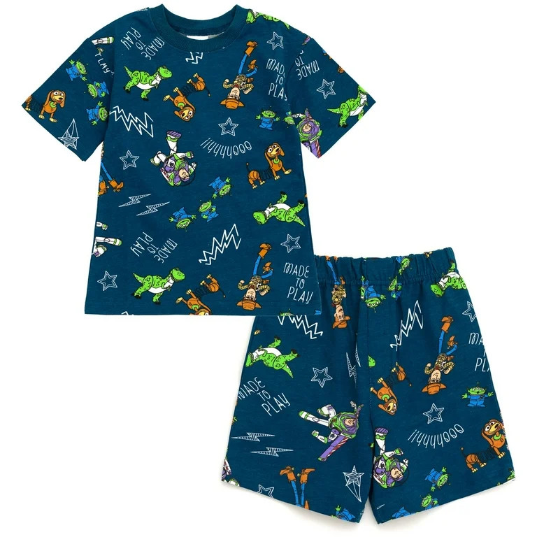 Disney Toy Story Woody Buzz Lightyear Slinky Dog Little Boys French Terry T-Shirt and Shorts Outf... | Walmart (US)