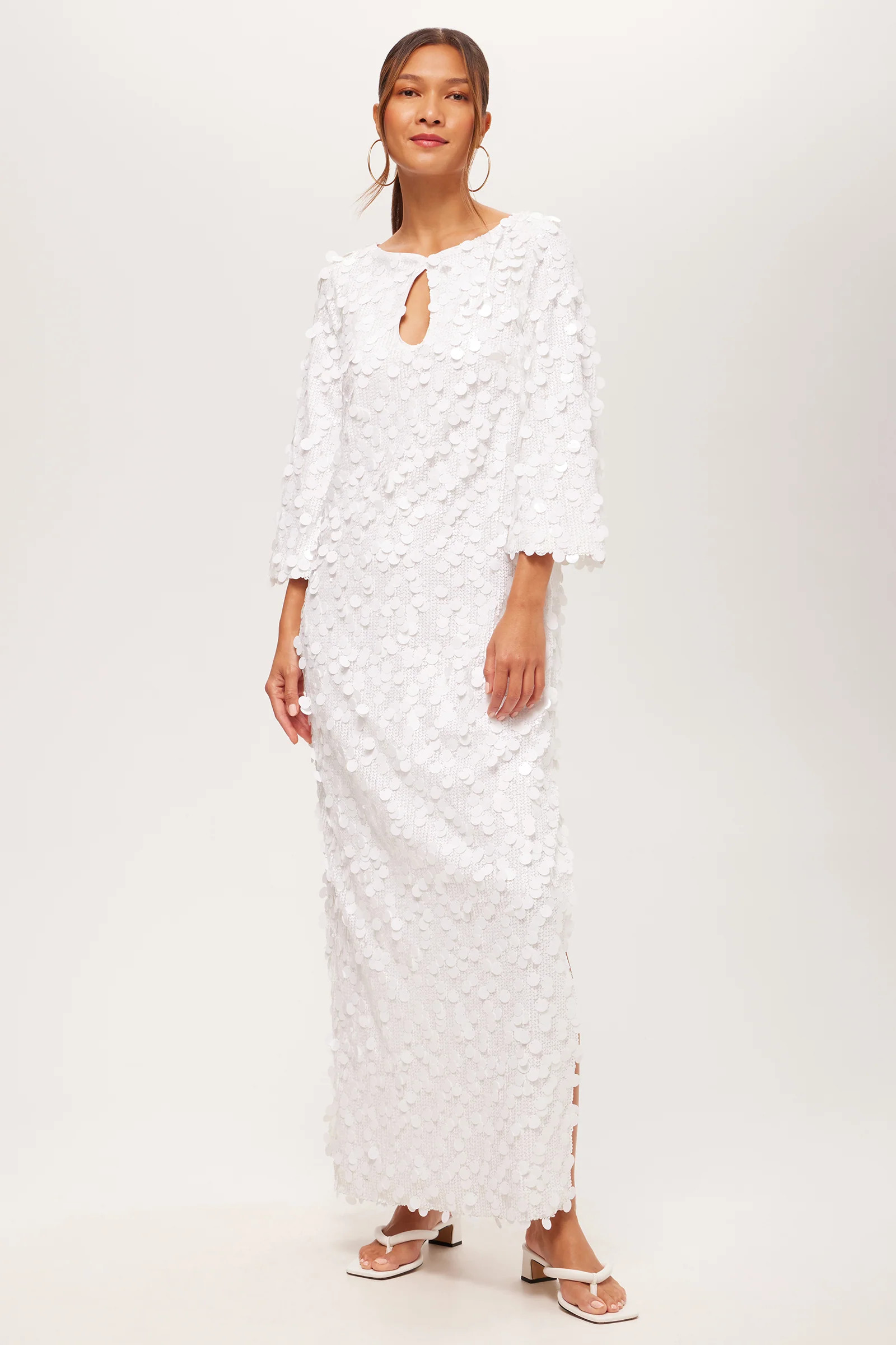 Singles 3/4-Sleeve Keyhole Maxi Dress | Trina Turk