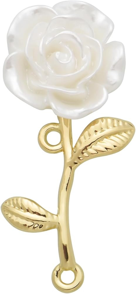 Pack of 20 White Red Rose Enamel Charms Long Stem Rose Dangle Pendants Gold Plated Flower Charms ... | Amazon (US)