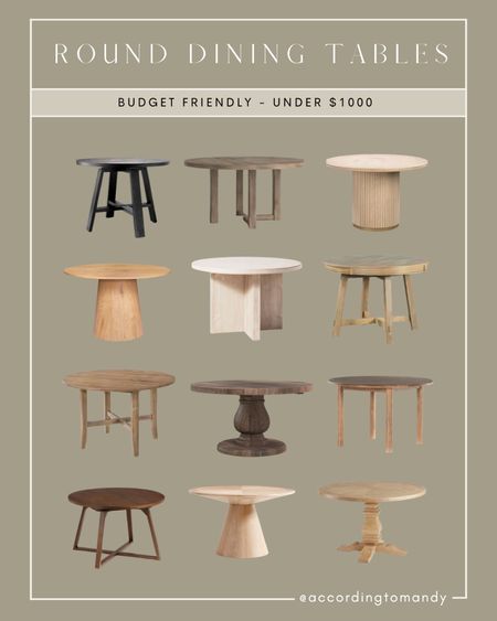 ROUND DINING TABLES - under $1000 - budget friendly 

#LTKhome