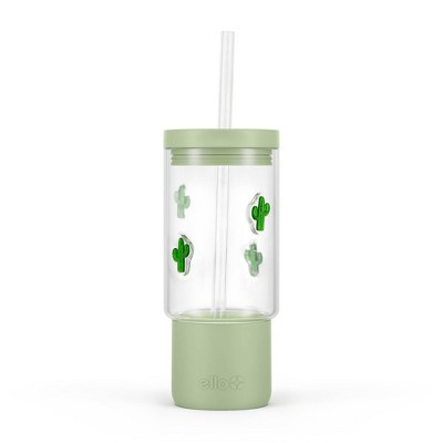 Ello Charmed 18oz Cactus Glass Straw Tumbler Green | Target
