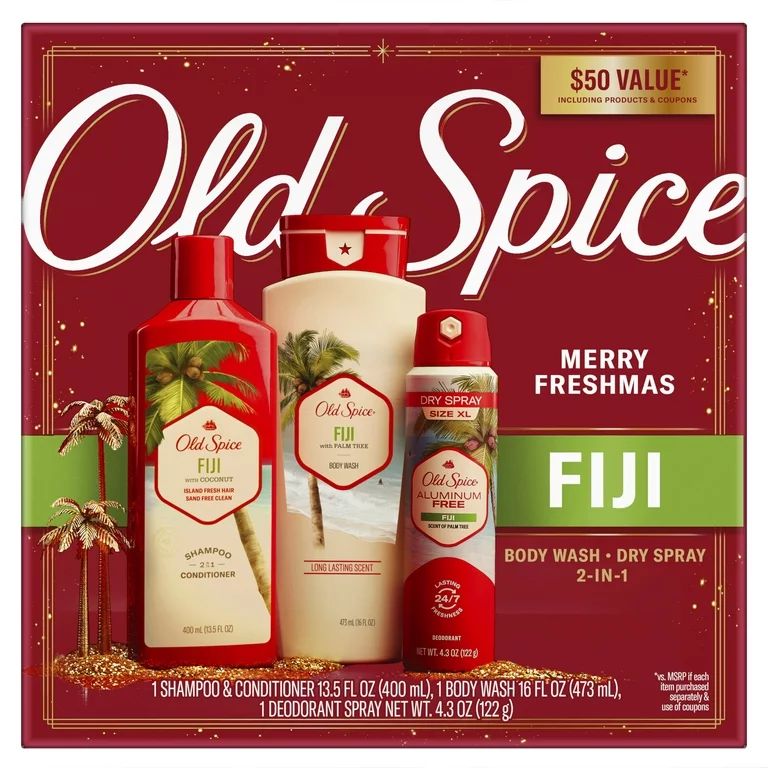 ($50 VALUE) Old Spice Fiji Men's Holiday Gift Pack with 2in1 Shampoo and Conditioner, Body Wash, ... | Walmart (US)