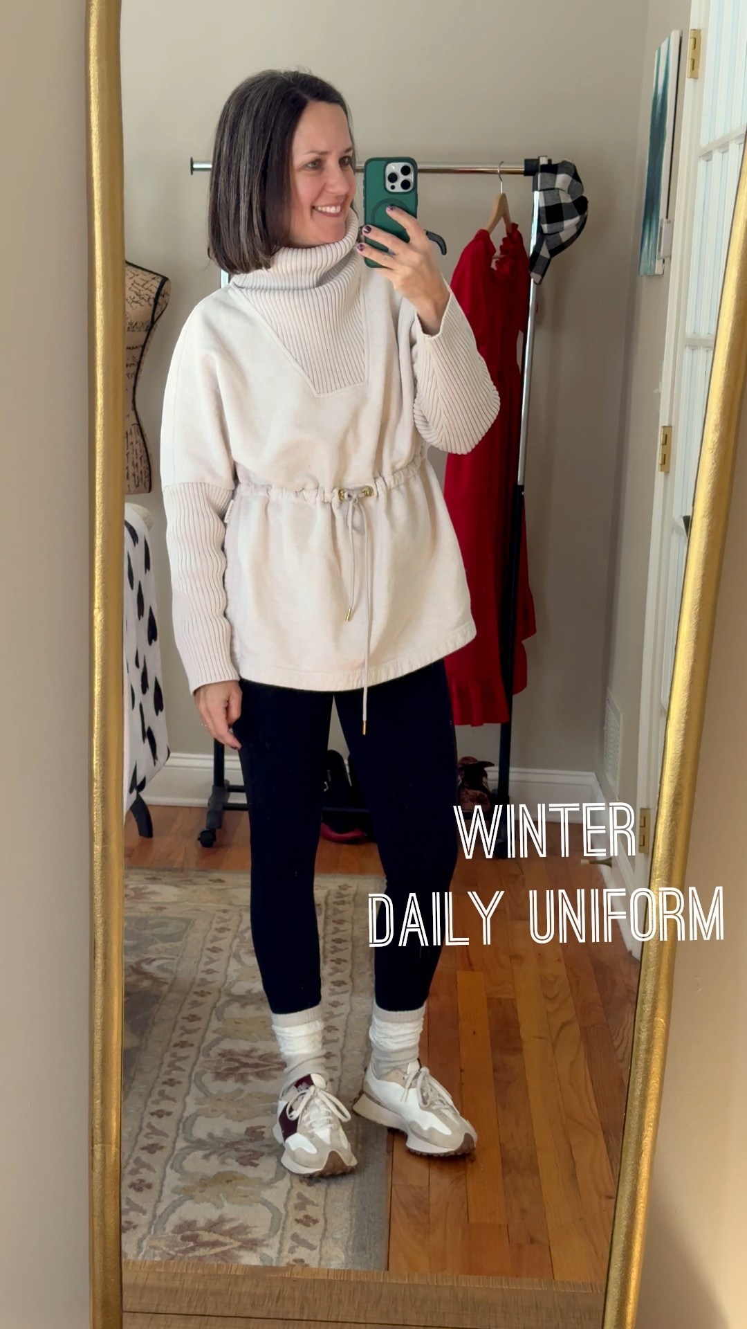 These winter capsule wardrobe pieces are working overtime! Literally ever wear them out of the dryer. My Varley sweatshirt, Lululemon leggings, cozy socks and New Balance sneakers. Mom on the go!

#LTKmomlife #LTKdayinmylife #LTKOver40