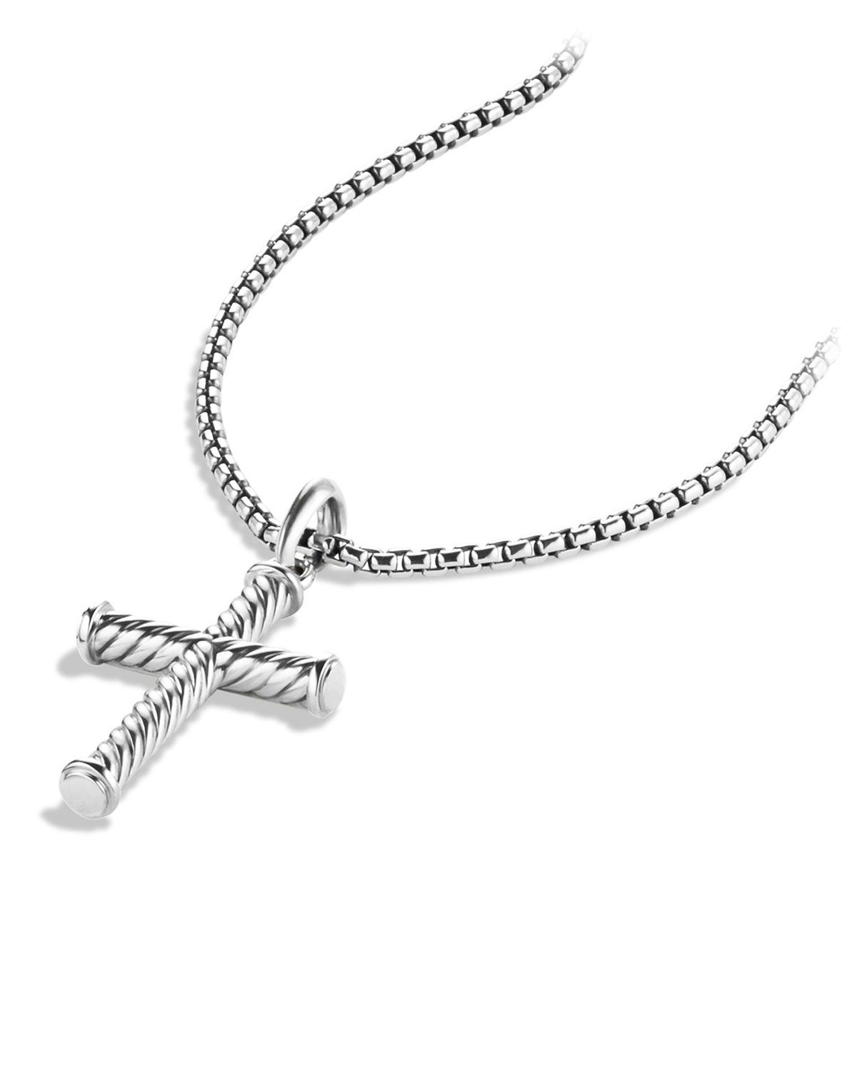 David Yurman Men's 39mm Sterling Silver Cable Cross Pendant | Neiman Marcus