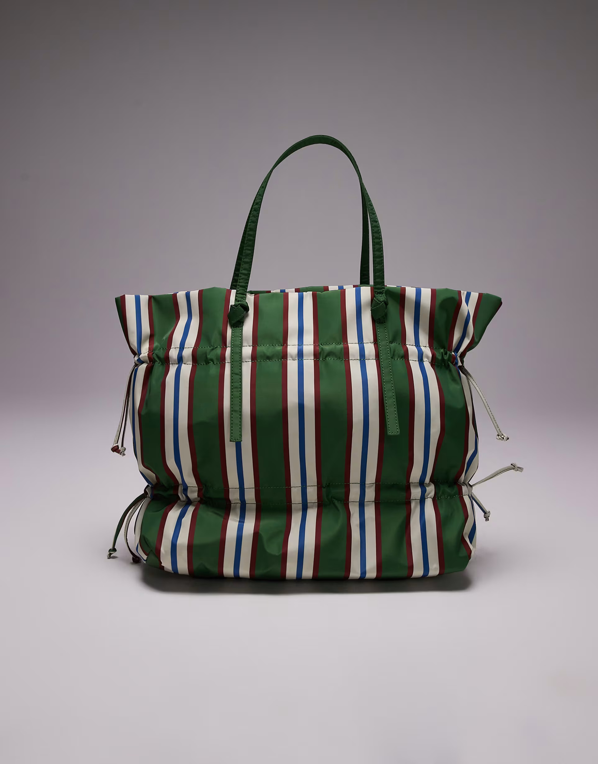 Topshop Tino nylon ruched tote bag in green stripe | ASOS | ASOS (Global)