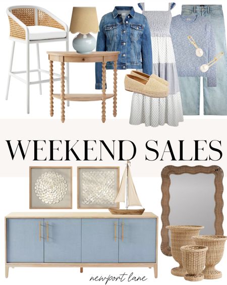 Shop the best weekend sales! 

Coastal decor, coastal home decor, console table, buffet, scalloped mirror, woven planter, wicker planter, counter stools, bar stools, denim jacket, jean jacket, denim, jeans, spring dress, summer dress, accent table, blue lamp, look for less, Serena and Lily, JCrew Factory, Pottery Barn



#LTKfindsunder100 #LTKhome #LTKsalealert