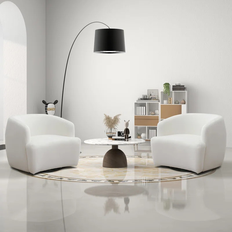 Auxvasse 30"W Super Soft Oversize Swivel Barrel Chair (Set of 2) | Wayfair North America