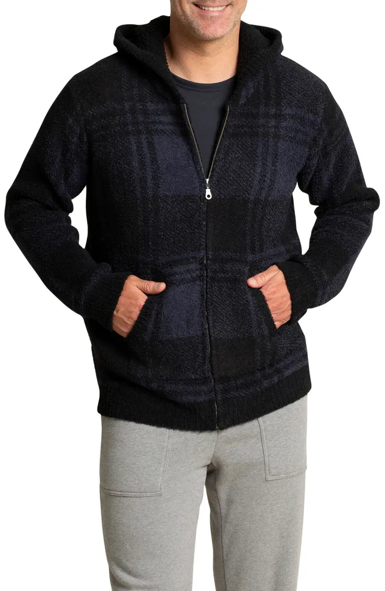 Barefoot Dreams Plaid Hooded Zip Cardigan | Nordstrom