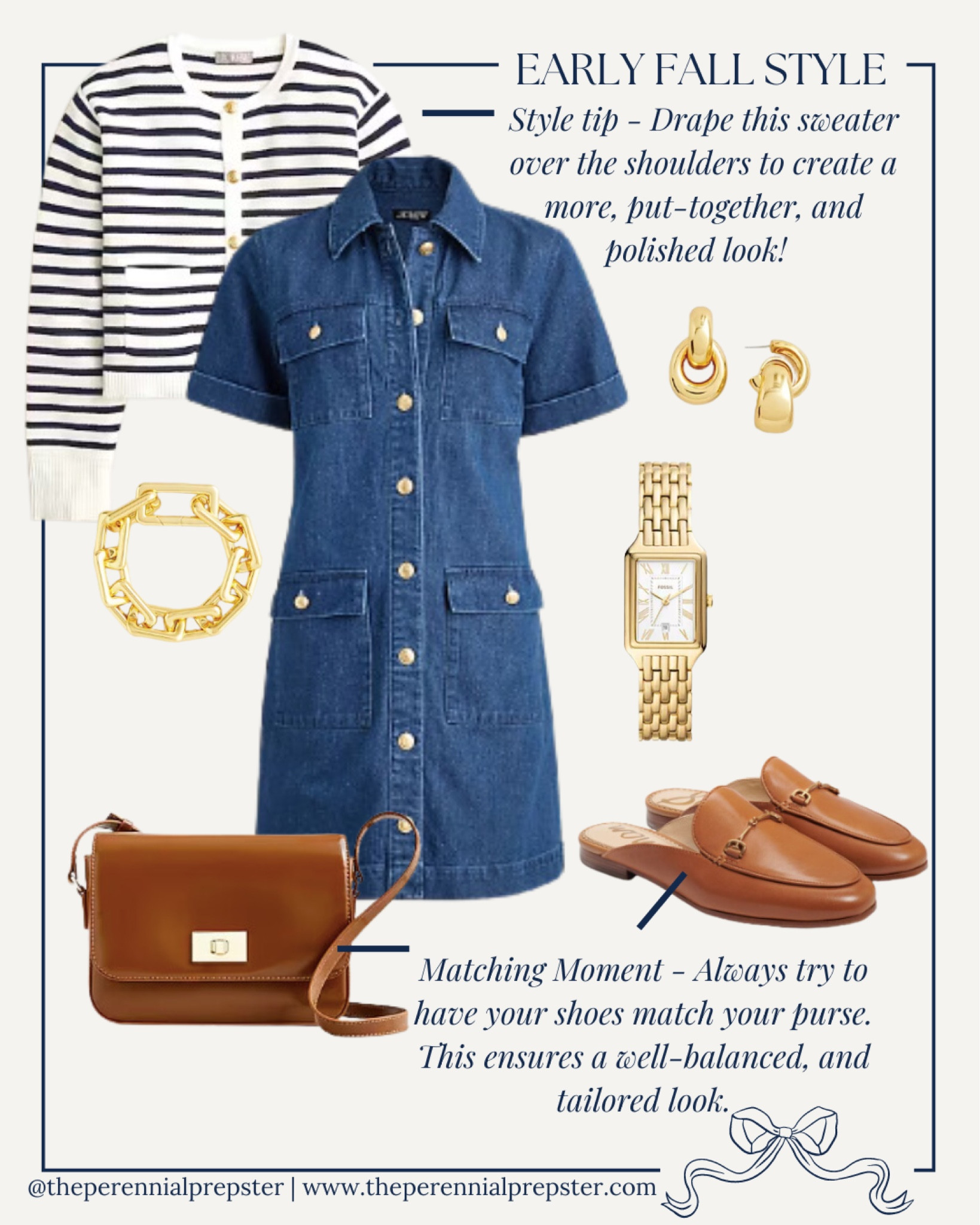 Classic style outfit idea for fall! Love this denim dress! 

#LTKStyleTip