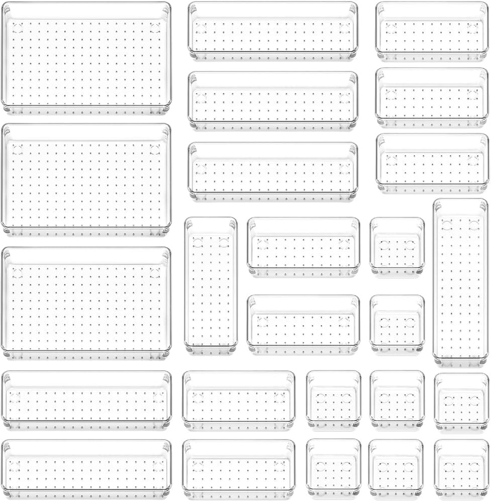 Lifewit 25 PCS Drawer Organizer Set Clear Plastic Desk Drawer Dividers Trays Dresser Storage Bins... | Amazon (CA)