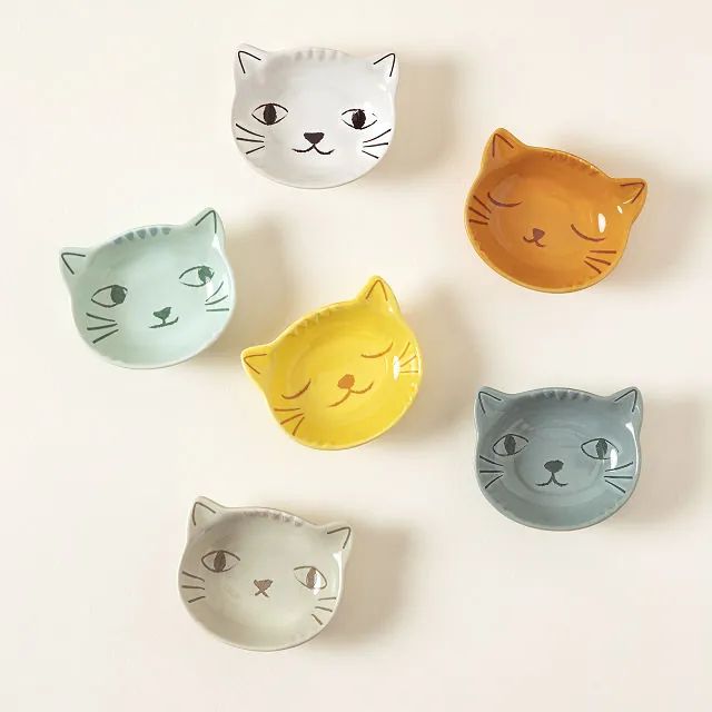 Little Cat Snack Dishes - Set of 6 | UncommonGoods