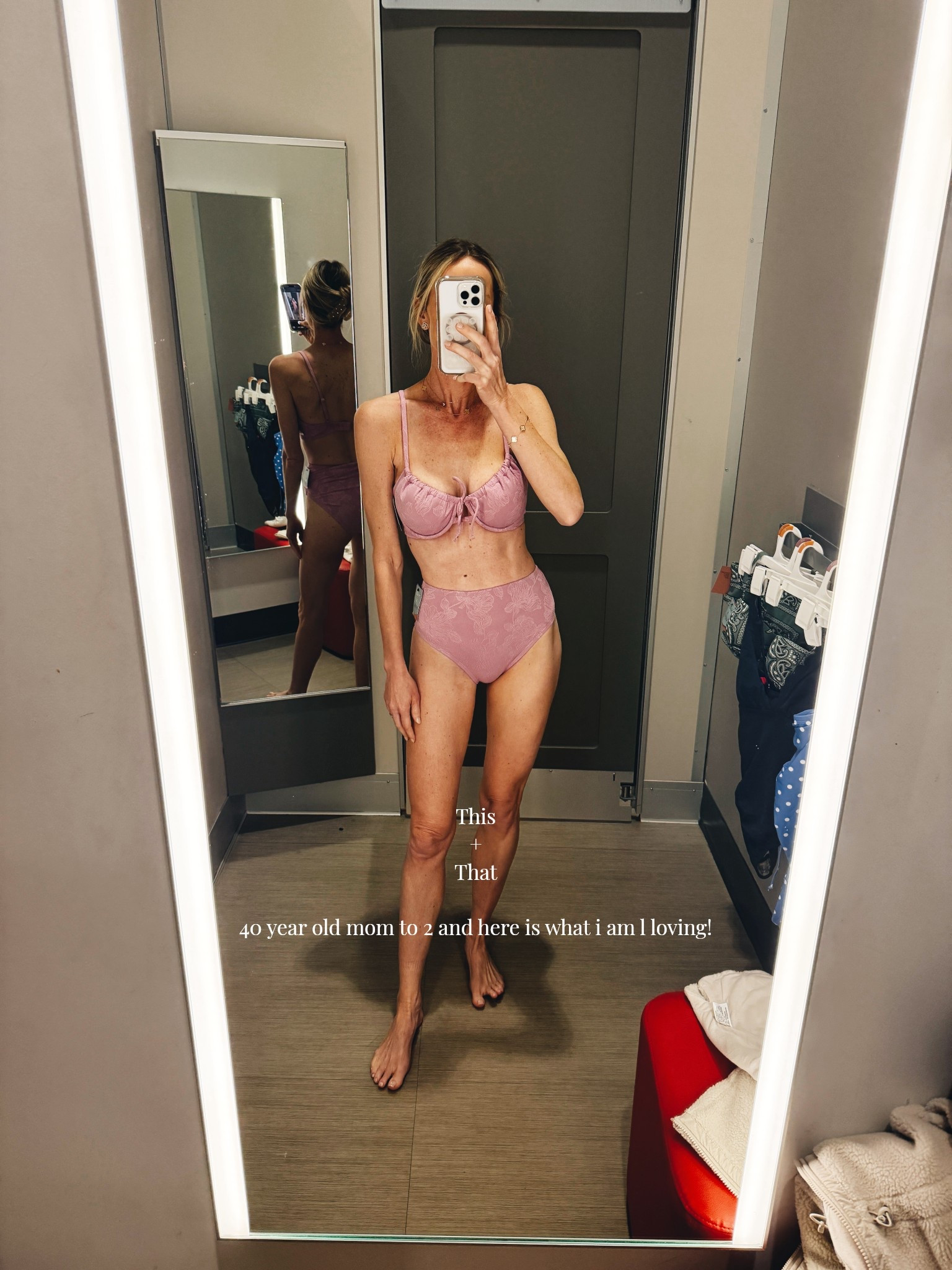 All the things!
Sizing :
Small target tops 
26 tall madewell jeans 
Large sweatshirt / small shorts on target set 
Small Hill House dress
Small tall old navy pants
Smalls in target swim / bra top sizing 
 Xoxoxo 🩷