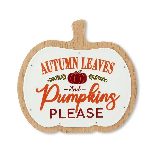 Harvest  7" Orange/White Autumn Leaves Pumpkin Table Decoration,  Way to Celebrate | Walmart (US)