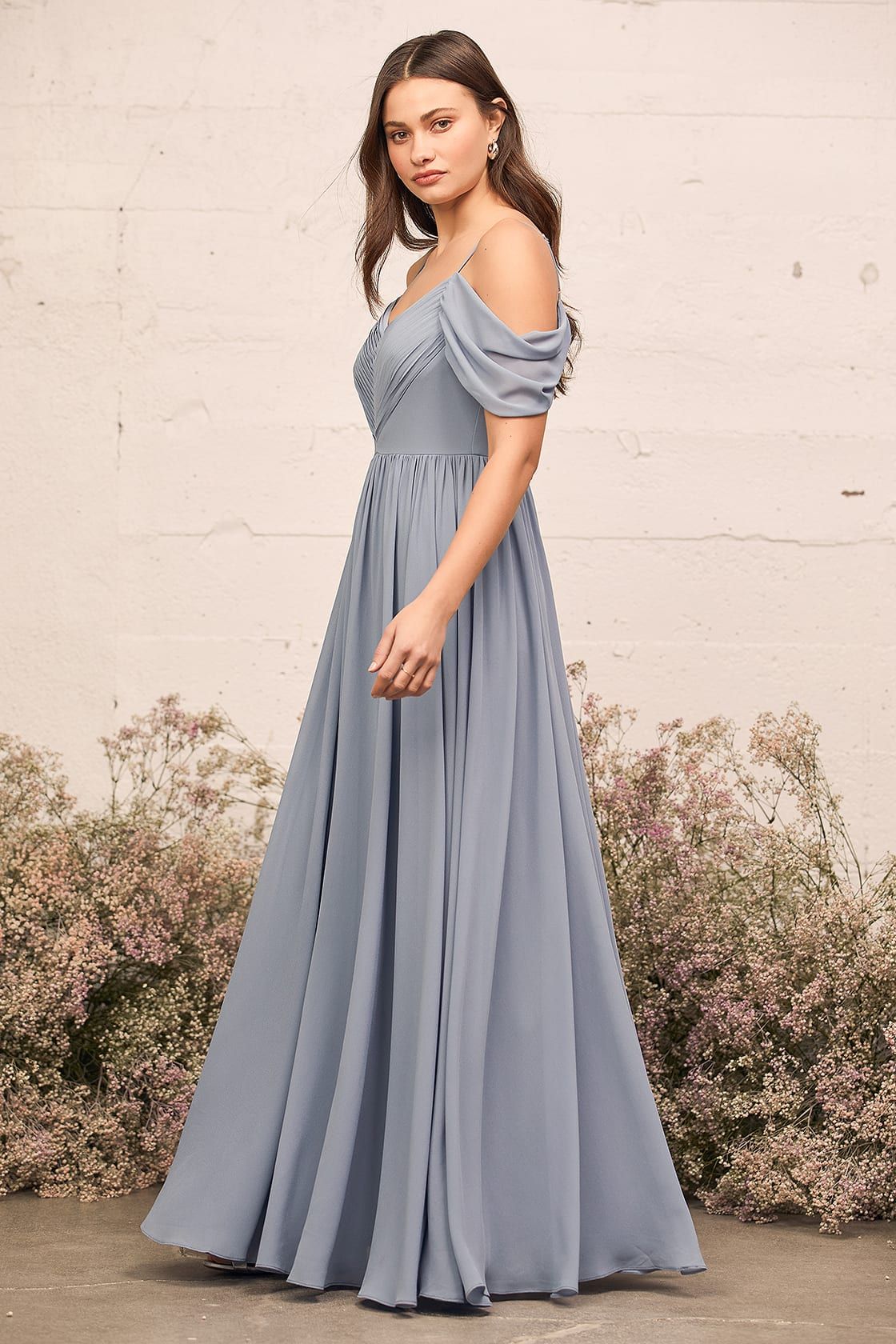 Lost in the Romance Slate Blue Cold-Shoulder Maxi Dress | Lulus (US)