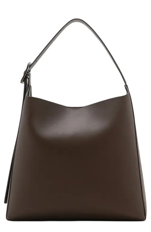 MANGO Buckle Faux Leather Shopper Bag in Chocolate at Nordstrom | Nordstrom