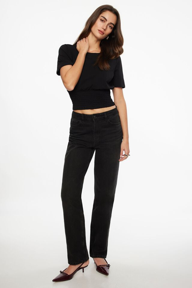 Smocked Crewneck T-Shirt | Dynamite Clothing