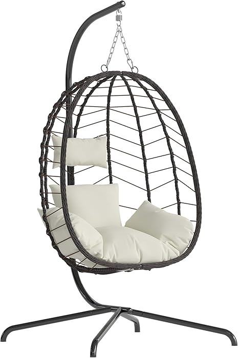 Egg Chair with Stand, Patio Wicker Bifanuo Hanging Chair, Hammock Swing Chair, 350LBS Capacity fo... | Amazon (US)