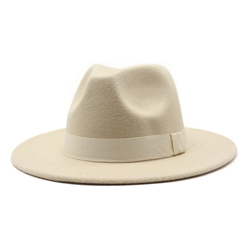esafio Women Wide Brim Warm Wool Fedora Hat Retro Style Belt Men Panama Hat,Beige | Walmart (US)