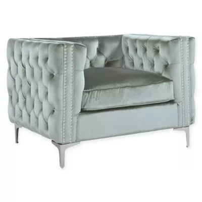 Chic Home Picasso Velvet Club Chair in Silver | Bed Bath & Beyond