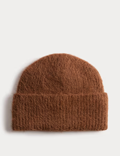 Fluffy Knitted Argyle Beanie Hat with Wool | Marks & Spencer (UK)