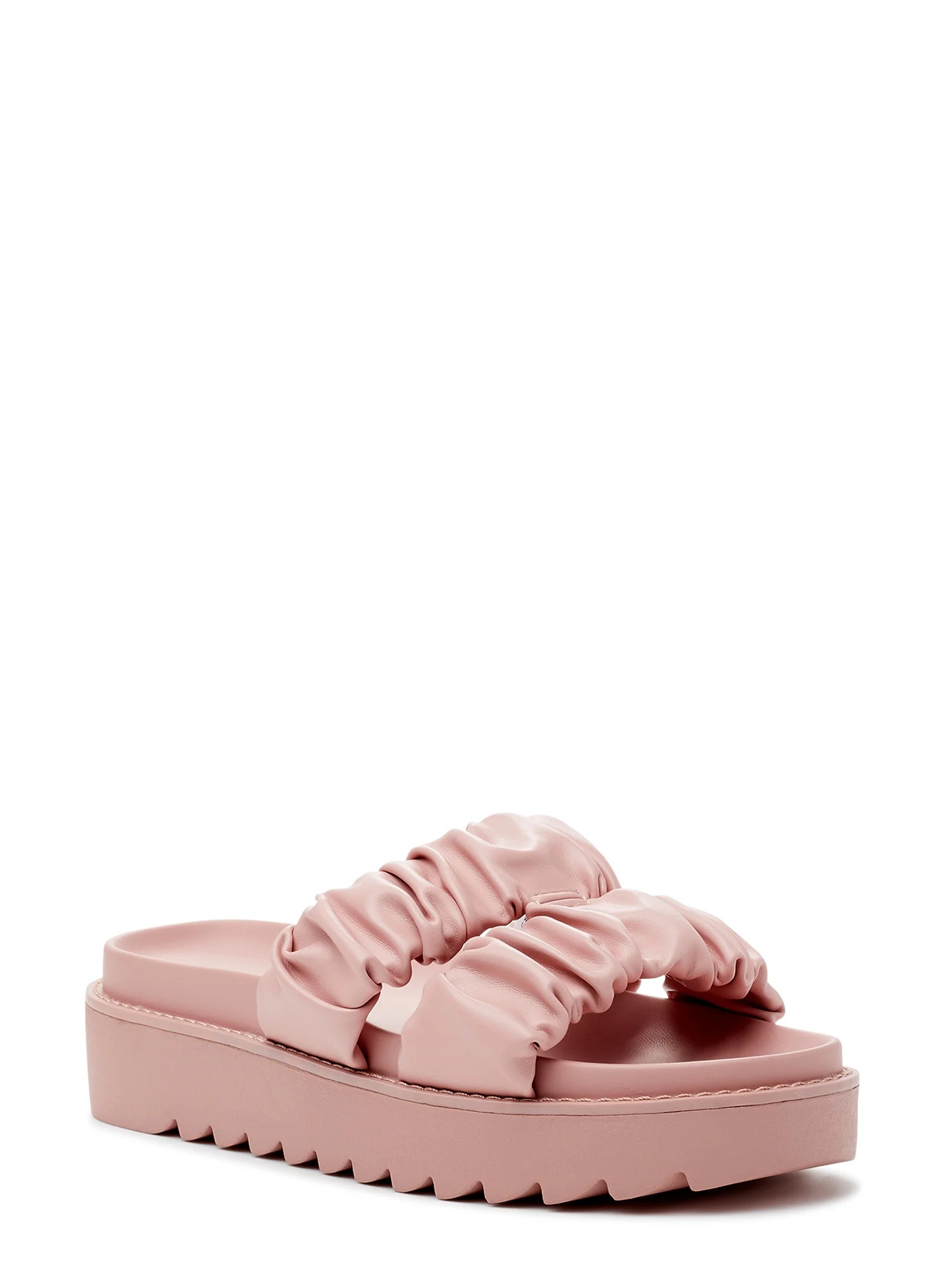 No Boundaries Women's Ruched Flatform Sandals | Walmart (US)