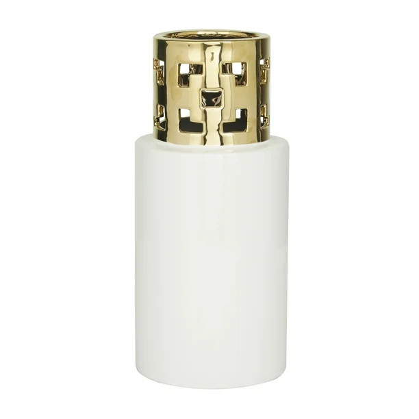 CosmoLiving by Cosmopolitan 12" White Ceramic Vase with Gold Cut Out Accents | Walmart (US)