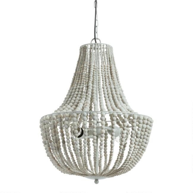 Gray Wood Bead Teardrop 2 Light Chandelier | World Market