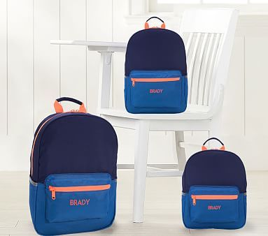 Astor Blue Navy Orange Backpacks | Pottery Barn Kids