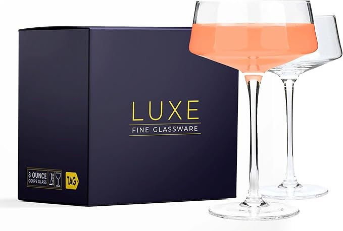 The TAG Store Luxe Martini Glasses Set of 2 | 8oz Coupe Glass Set | Handblown Crystal Cocktail Gl... | Amazon (US)